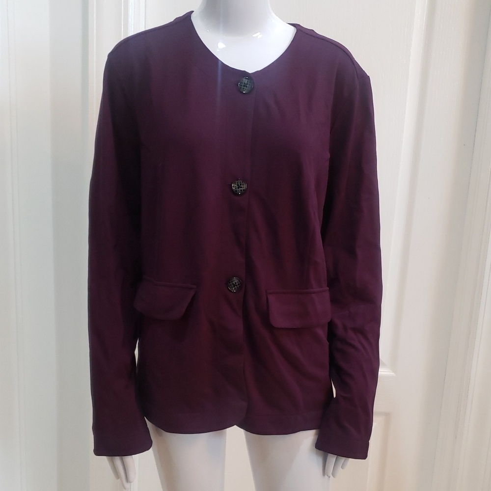 J. Jill Plum Purple Black Cherry Button Cardigan NWT Size XL